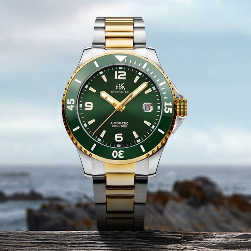 Waterproof Diving Watch - Orologio Shanghai National 3080 Green Water